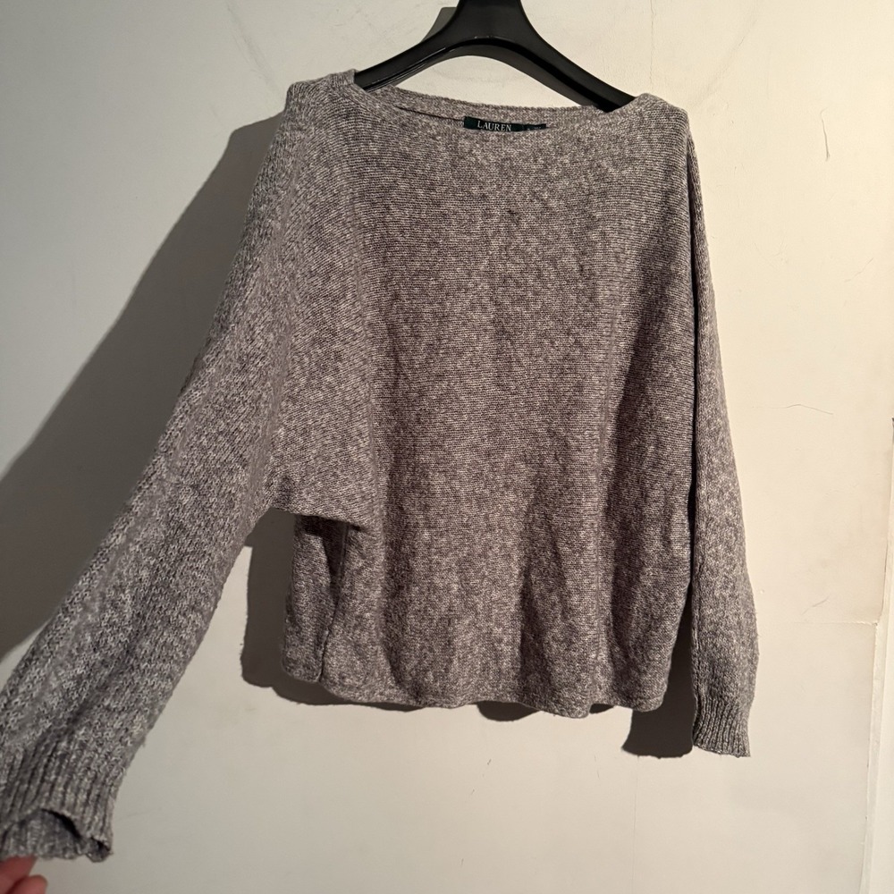 Lauren Ralph Lauren Small Relaxed Boatneck Sweater Minimalist Dolman Gray